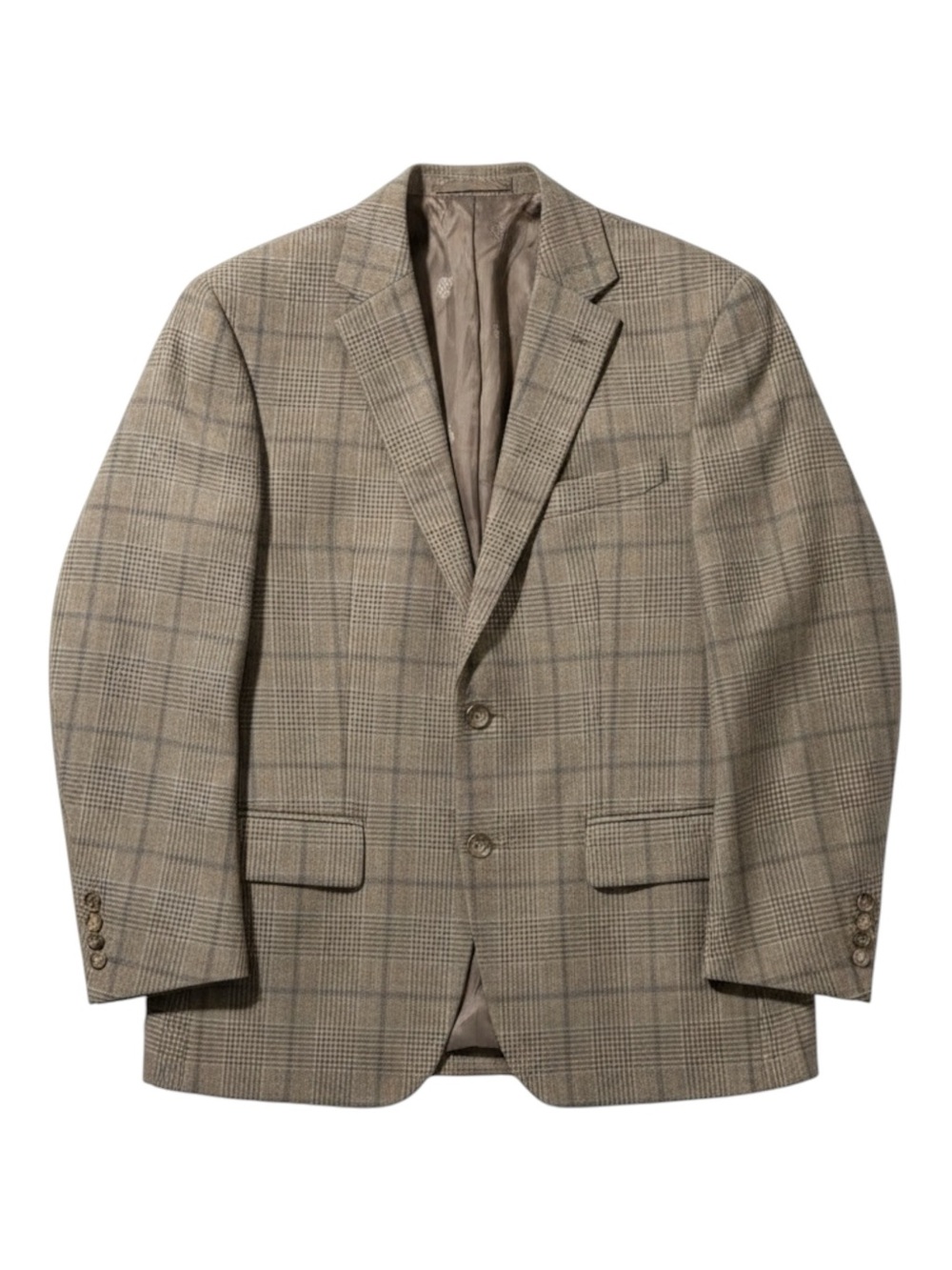 Lauren Ralph Lauren Tan Glen Plaid Wool Blend Two Button Sport Coat Blazer 42R